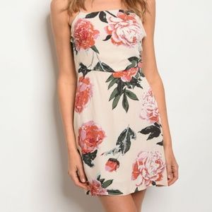 PEACH WITH FLOWERS DRESS